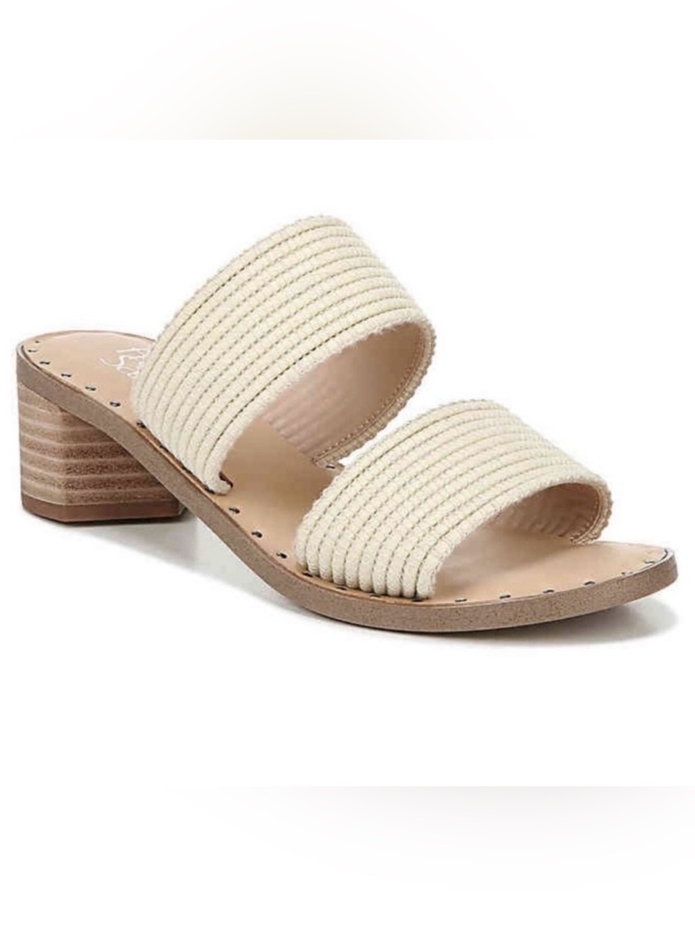 Franco Sarto Cream Double-Band Ribbed Slide Sandal